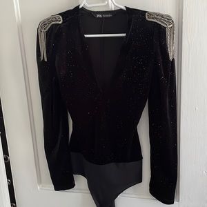 Zara velvet bodysuit, worn once, EUC